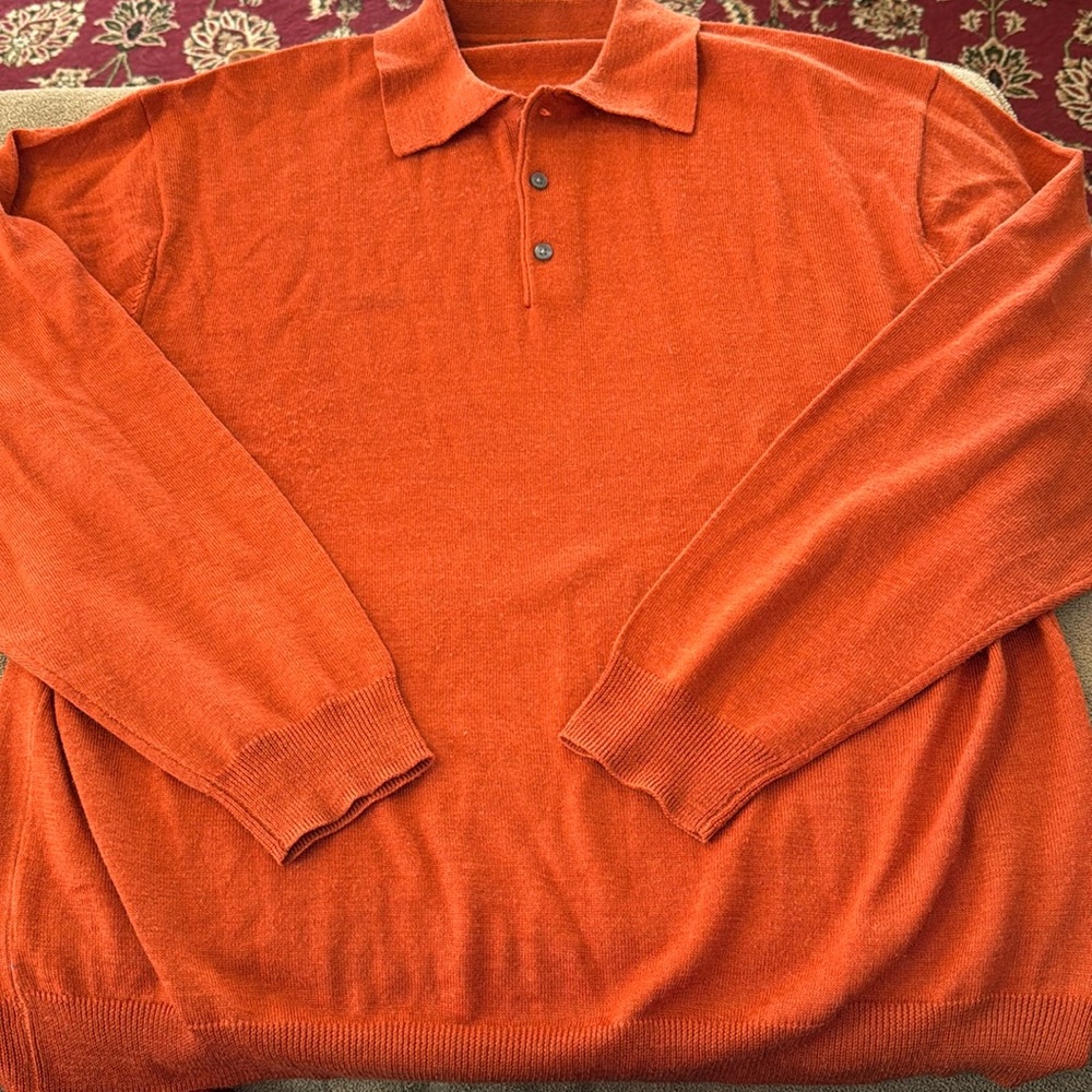 LINEA UOMO Men's Pullover Sweater Wool Blend Buttoned Collar XXL (TD)